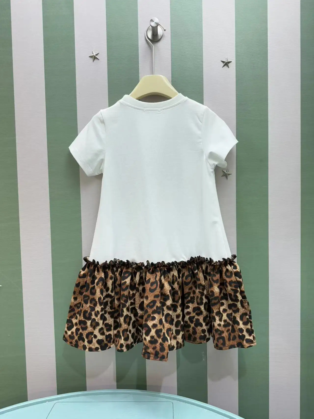 Summer Fashion Leopard Printed Dress For Girls Dresses Cotton Short Sleeve 250303