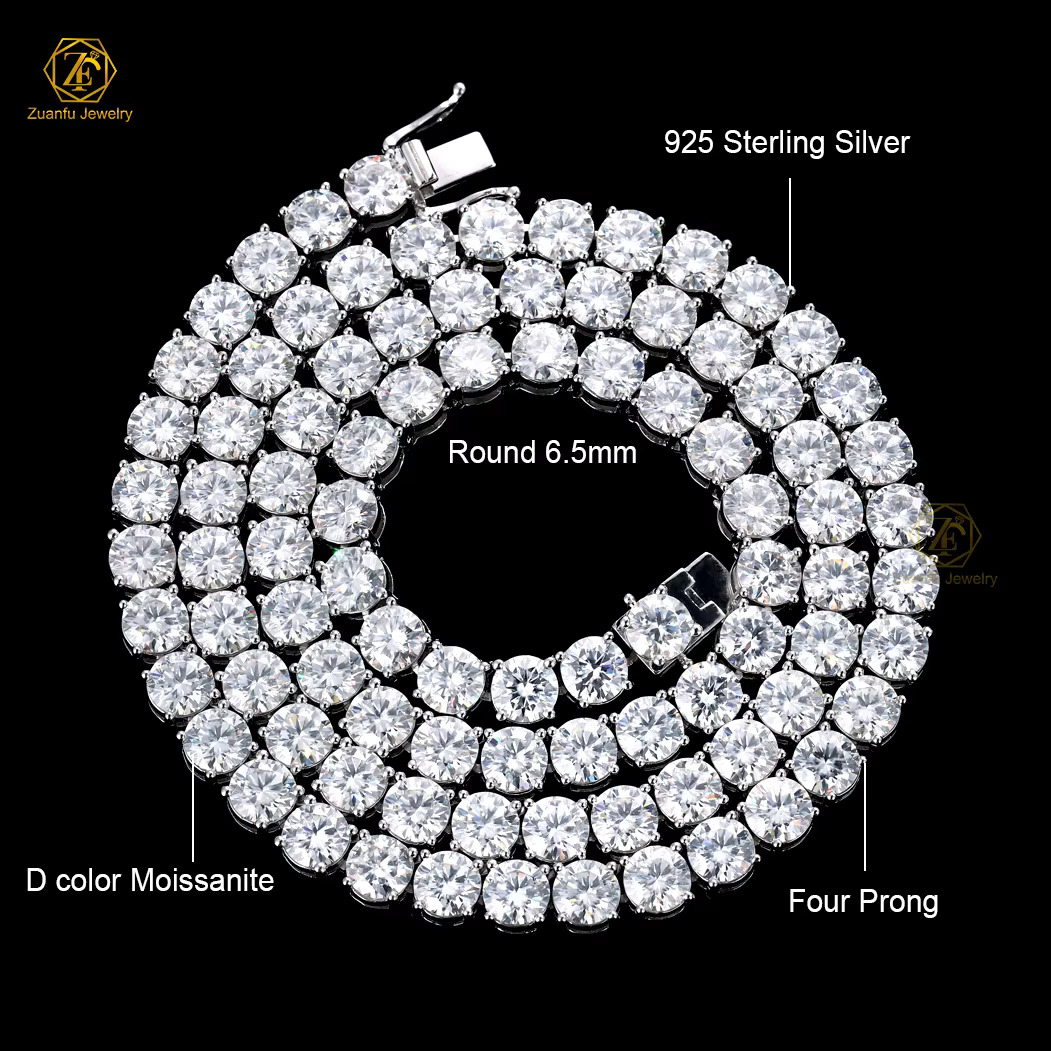 Factory Wholesale Price in Stock Sterg Sier Tennis 2mm--6.5mm VVS Moissanite Necklace Chain Fine Jewelry