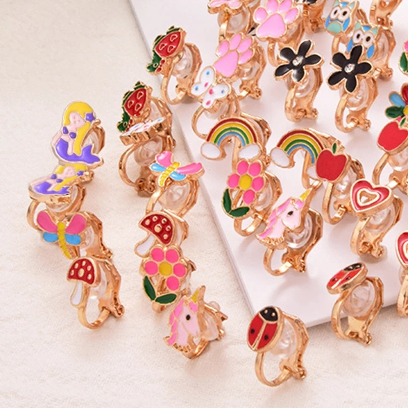 20 Pairs No Pierced Earrings Clip on Earrings Girls Dress up Pretend Princess Play Jewelry Accessory for Kid 250304