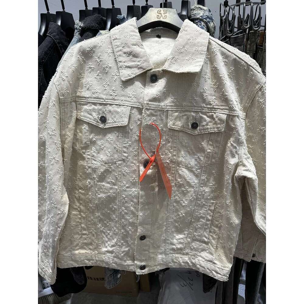 Spring & Autumn Jacquard Pattern Men's Denim Jackets Loosen Fit Vintage Jeans Coats Male's Casual Clothes