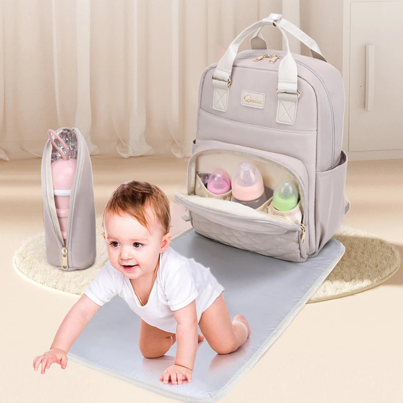 Mommy Bag Three Piece Multi functional Mother and Child Bag Outdoor Travel USB Charging High Capacity Backpack 250304
