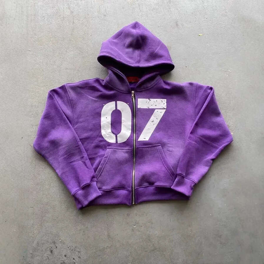 07 Trendy Street Loose Hoodie for Men and Women, Hip Hop, Sports Zipper, Hoodie, Pants Set gift for man