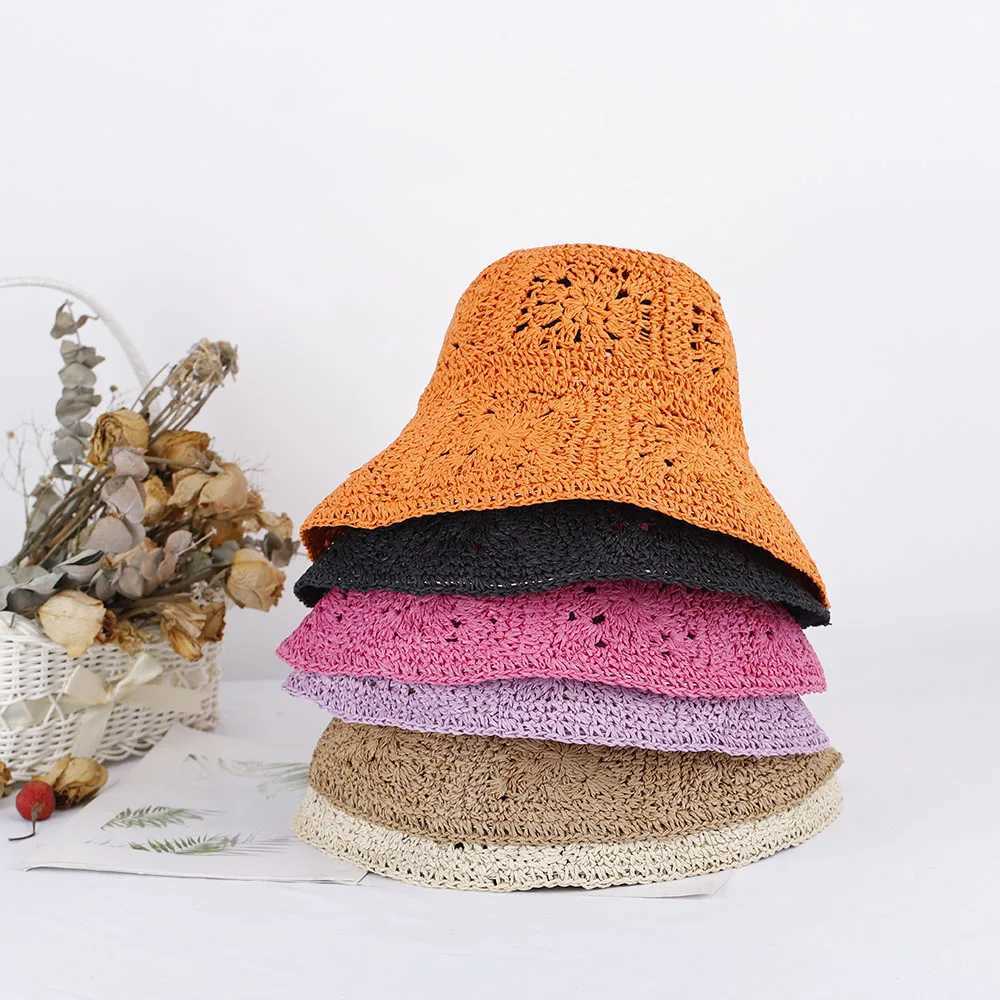 NEW Women Str Hats crochet hat bucket hat UV Protection Sun Visor Beach Hats Women Visors Foldable Female Women Summer Sun hatXJ250304