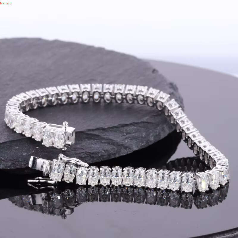 Starsgem Chain 3*5mm Oval Tennis 14k Gold Moissanite Bracelet
