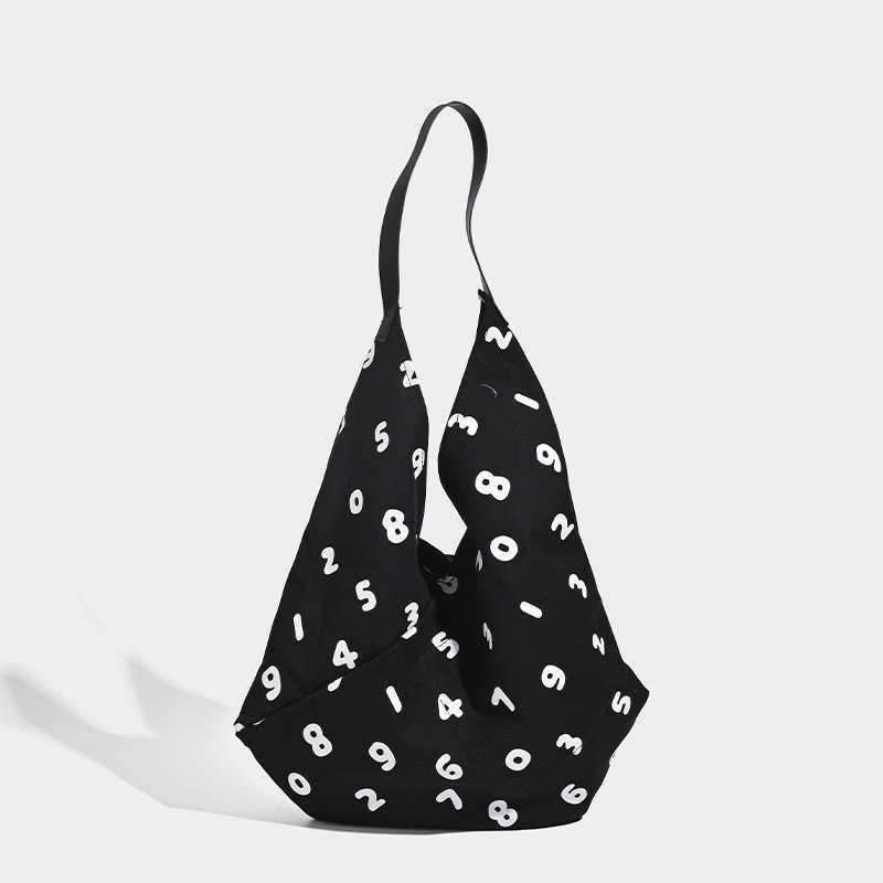 Tote Bag Simple Digital Printed Canvas Bag Versatile Hexagonal Bag Basic Single Shoulder Bag 250315
