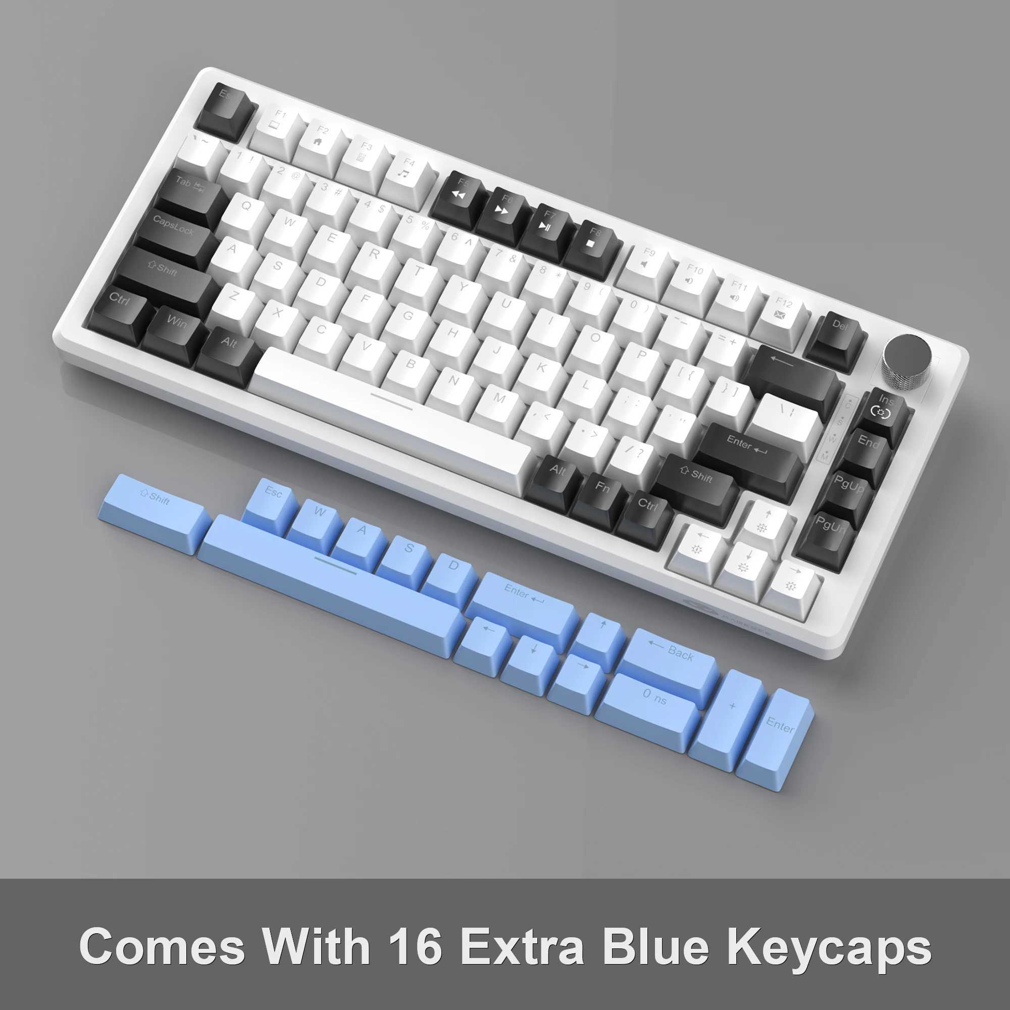 MageGee 75% mechanical gaming keyboard with knob control compact blue backlit wired keyboard with black/brown switch suitable for PC Windows Z250304