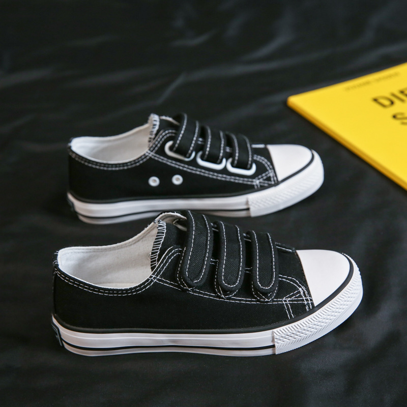 2025 New Spring Low Top Korean Edition Velcro Canvas Designer Girls' Board Lazy White Shoes Trendy Sports Shoes