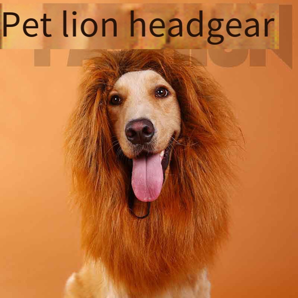 Cute Pet Dog Cosplay Clothes Lion Mane For Dog Costumes Realistic Lion Wig For Medium To Large Dog+Ear Pet Supplies