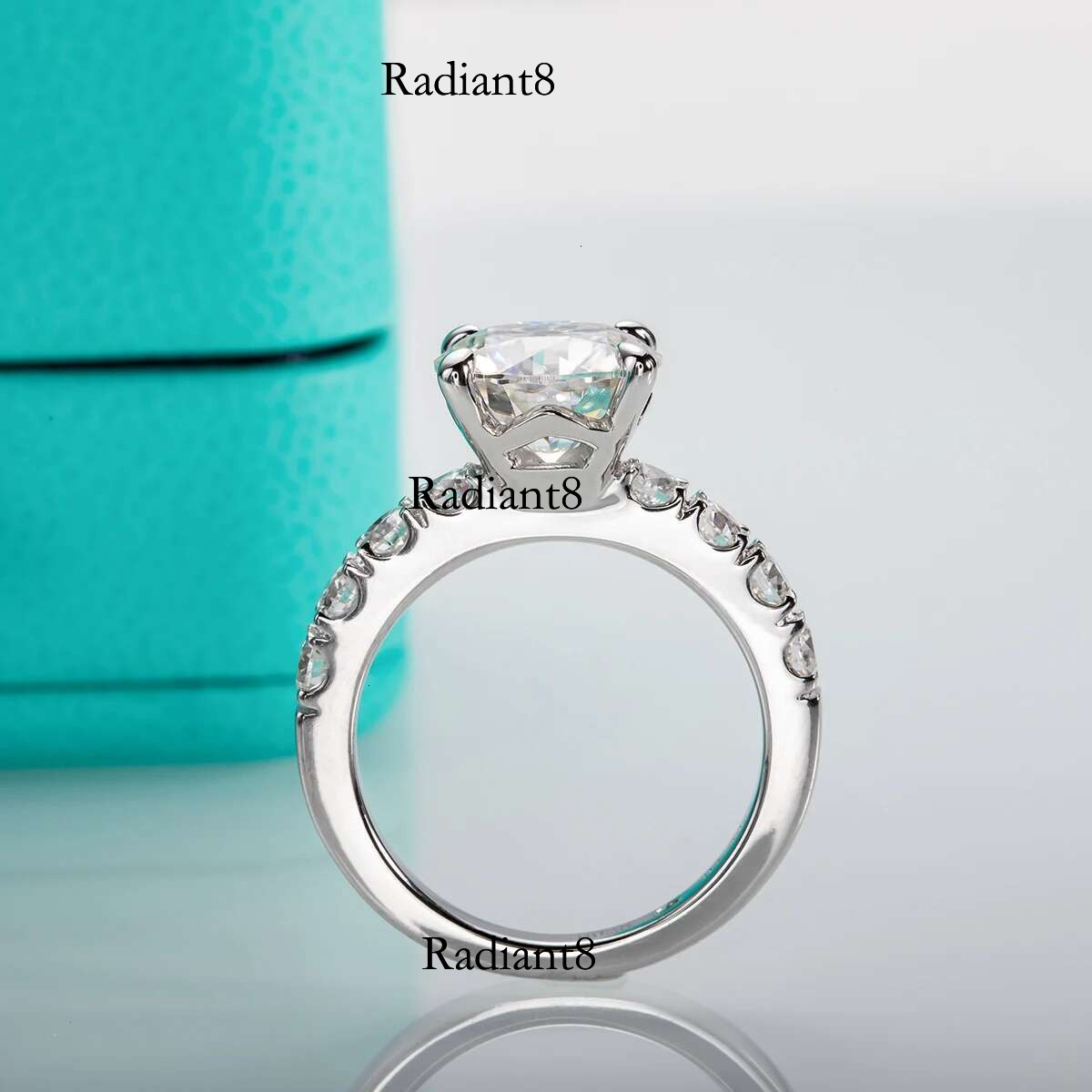 AnuJewel 4.3cttw D Color Moissanite Engagement Sterg Sier Gold Plated Lab Created Dia Wedding Band Rings
