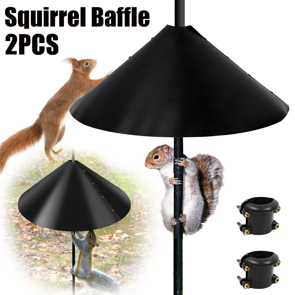 2Pcs Squirrel Baffle Baffle 18in Protective Bird House Guard Wrap Around Squirrel Durable Plastic Bird Feeder Guard Reusable