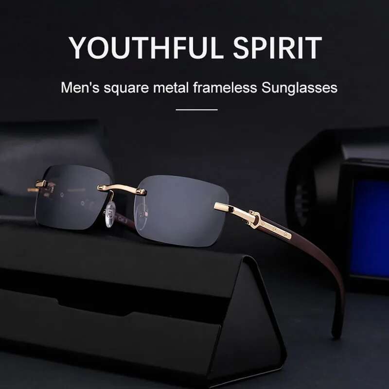 2025 Rimless For Men Vintage Fashion Sunglasses Outdoor Oculos Dropshipping Trending Glasses New Square Lentes Gafas