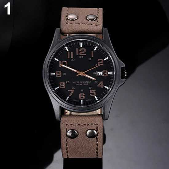 Mens date Arabic numeral dial artificial leather strap sports quartz watch relogio erkek saatiXJ250304