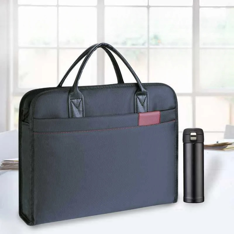 Oxford Cloth Document Case Hand-held Business Mens Document Bag Large-capacity Zipper Waterproofing Conference Briefcase 250228