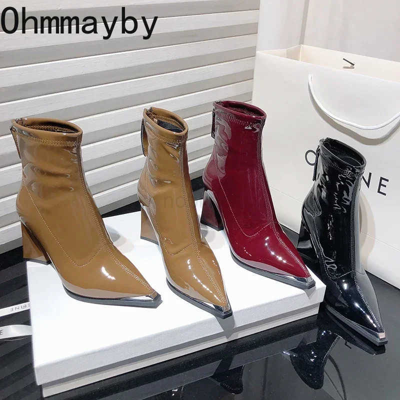 Designer Vintage Wen Pointed Toe Ankle Boots Fion High H Short Booties Autumn Winter Wens Shoes Z250304