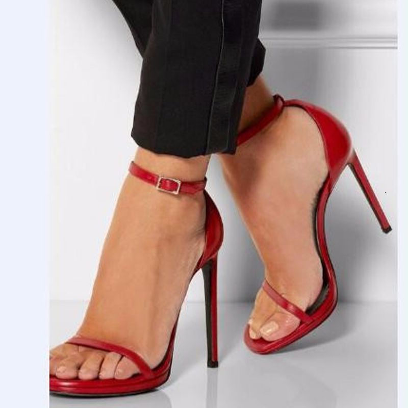 Minimally Designed Open Toed Buckle Strap Women's Sandals, Single Shoes, Slim High Heels