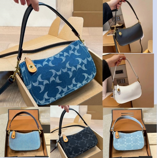 Designer brand Retro denim Women Shoulder Underarm Bags Designer Swinger Casual Solid Color Small Handbags Ladies Fashion Shoulder Bags