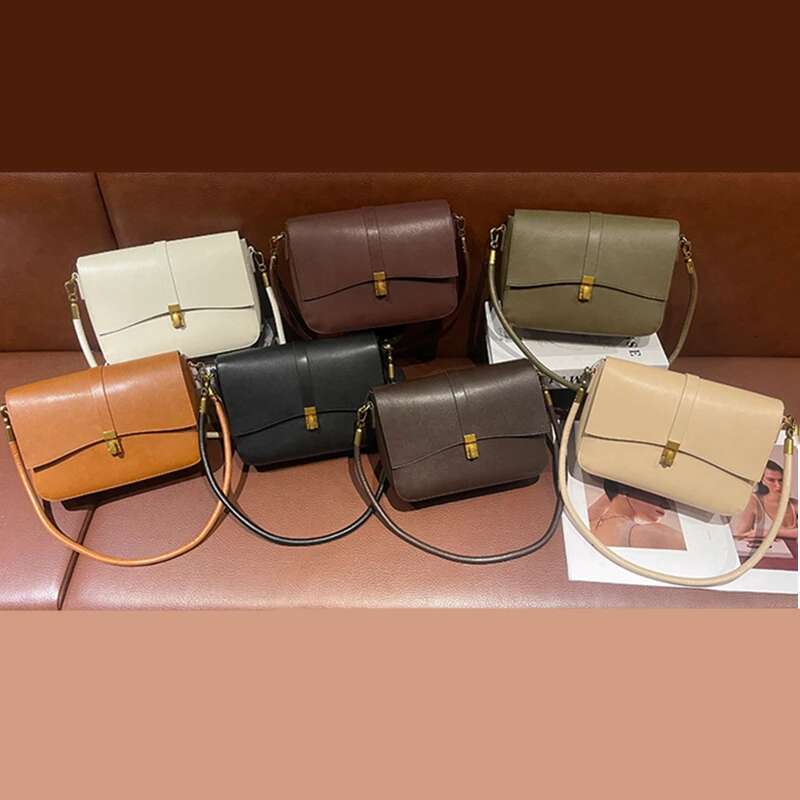 Cowhide Genuine Leather Underarm Shoulder Bags For Women Trend Designer Crossbody Purses Satchel Ladies Handbags