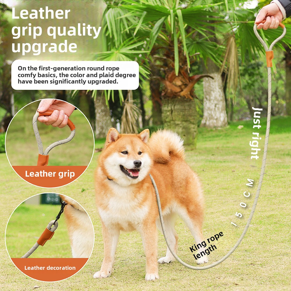 New dog p rope imitation nylon leash reflective dog rope explosion-proof punch dog chain P chain pet supplies wholesale