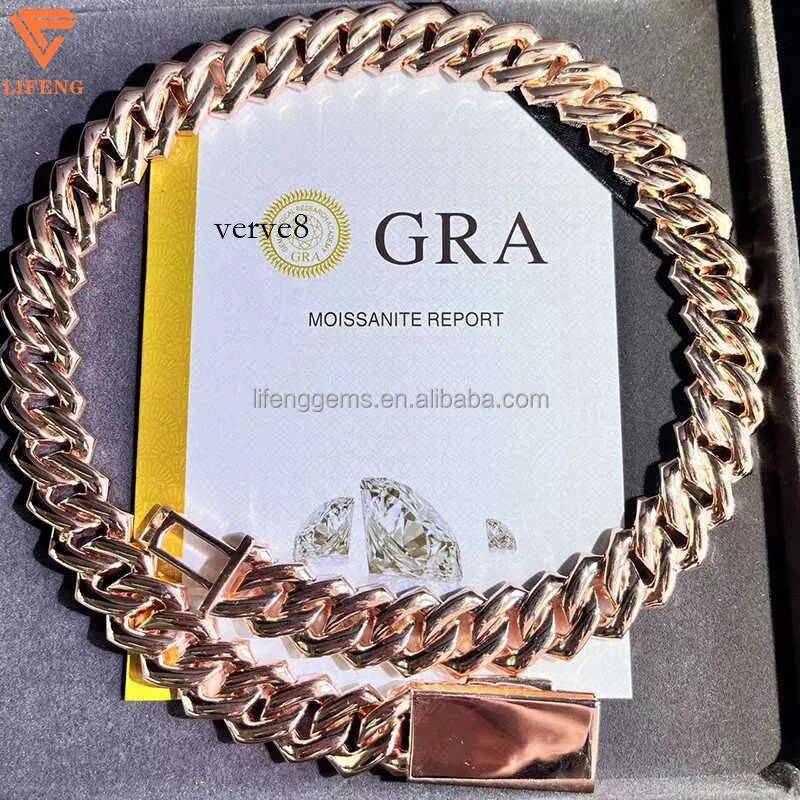 Fashion Design Solid Sier Gra Moissanite 18mm 20mm Wide Dia Iced Out Pendant Necklace Cuban k Chain for Rapper Noble quality