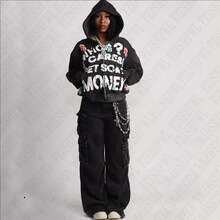 Personalized 3D printed hooded cardigan with high street Harajuku loose fitting unisex hoodie top