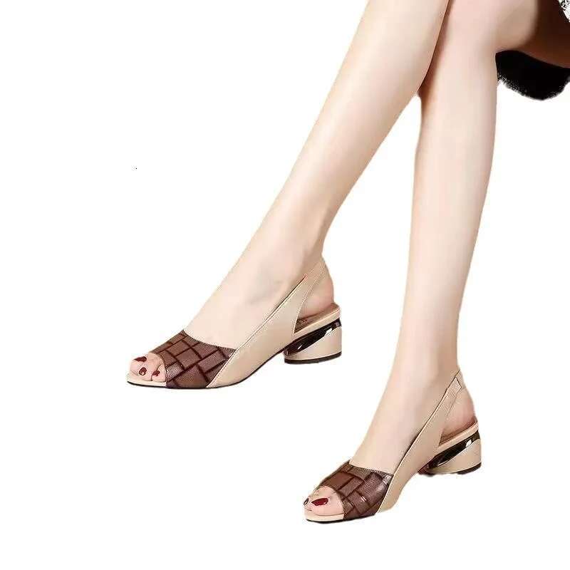 Mie Heels Women Sandals Chunky Fashion Shoes Designer Summer New Brand 2025 Walking Casual Slides Dress 2025