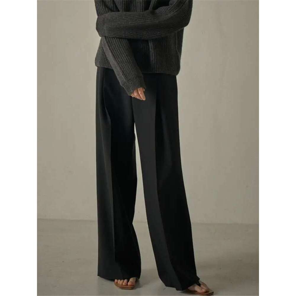Women Fashion Suit All-Match Wide Leg Long Pants Casual Straight Trousers For Ladies