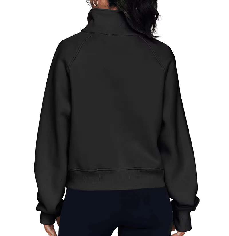 Custom Halp Zip Up Women Fleece Hoodie Stand Collar Sweatshirts With Thumb Hole