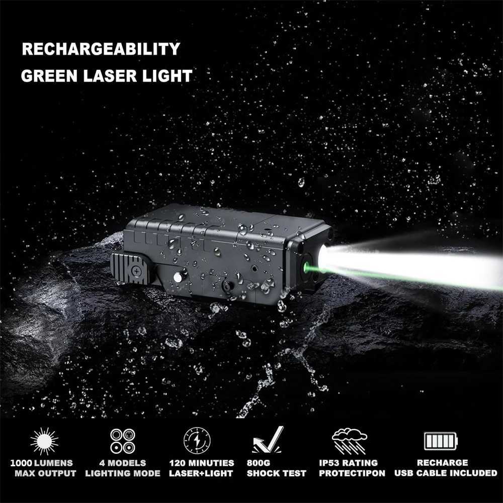 1000 Lumens Weapon Gun Light Red Green Laser Light Combo Pistol Light Gun Laser Sight Compact Pistol Flashlight Handgun LightXJ250303