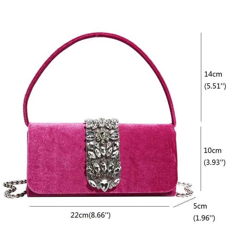 Luxury Rhinestone Handbag for Women Red Flannel Tote Bags Designer Evening Bag for Wedding Purse Ladies Crossbody Bags Z250303