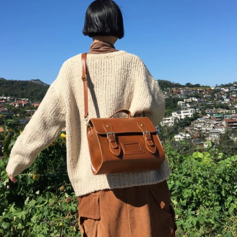 Korean Spring/Summer Cross Shoulder Bag Academy Style Womens Handbag Retro Oil Leather Bag Womens Handbag 250303