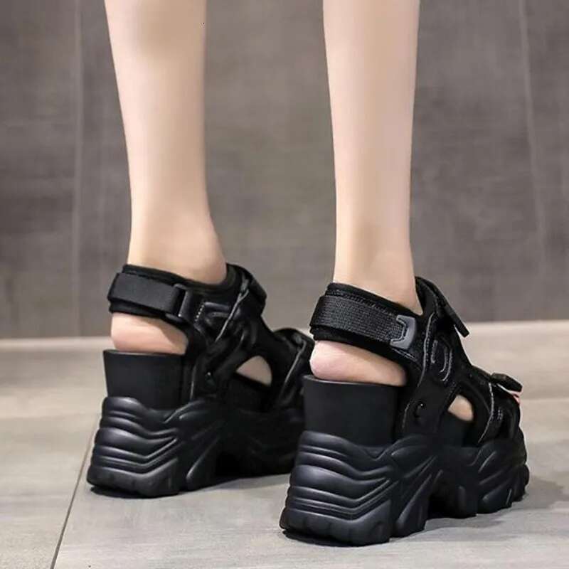 Gladiator 10.5CM Platform Lace Up White Sandals Women High Heels Wedges Casual Sports Shoes Woman Summer Autumn Sneaker