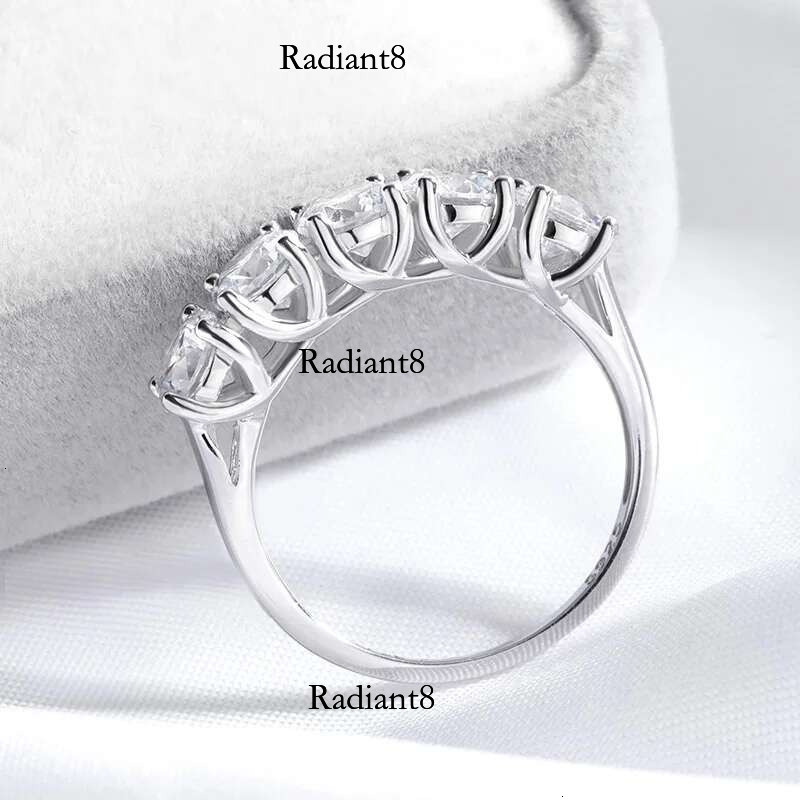 Smyoue 2.5/5CTTW D Color Genuine Moissanite Rings for Women 5 Gemstone Bridal Wedding Jewelry Sterg Sier Wholesale Ring