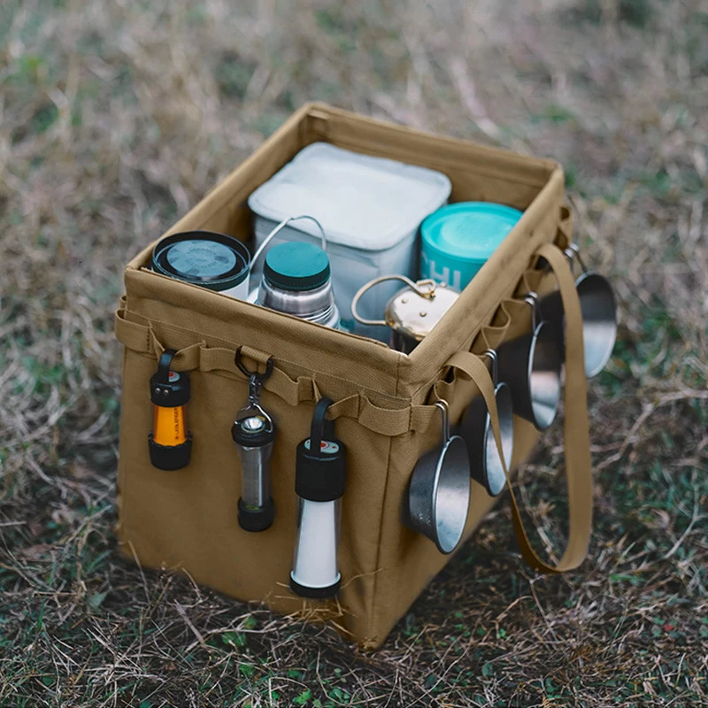 Ship from US Oxford cloth Camping Tool Bag Collapsible Gear Storage Box Carry Case 250304FBB