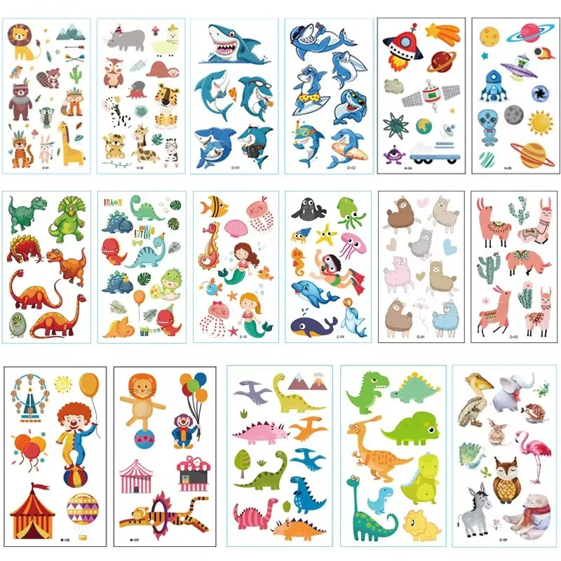 10PCS Tattoos for Children Transfer Kids Mini Waterproof Festival Glitters Face Unicorn Animals Stickers 250219