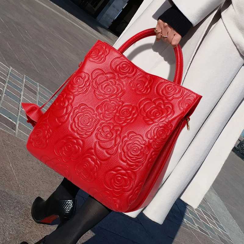Classic embossed womens bag leather pit bag large capacity top cowhide cross-body bag Z250303