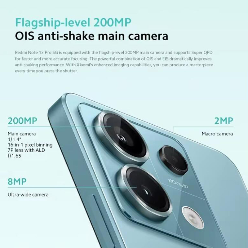 New Xiaomi Redmi Note 13 Pro 5G Smartphone 8GB RAM 256GB ROM 200MP OIS Camera Snapdragon 7s Gen 2 67W Turbo Charging 6.67" AMOLED