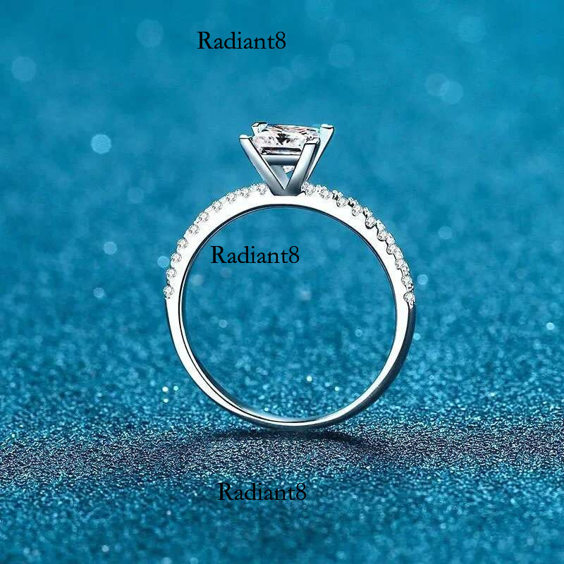 NeeTim 1ct 2ct Princess Moissanite Engagement Ring for Women D VVS1 Dia Proposal Bridal Rings Sterg Sier Wedding Band