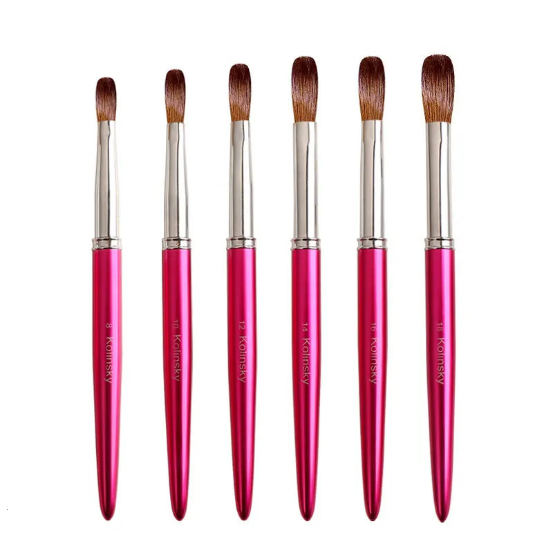 Kolinsky Acrylic Nail Art Brush Wood Handle Nail Art Mink Brush Gel Builder Nail Tools Manicure Brush Drawing Tools Size 8-18 250304