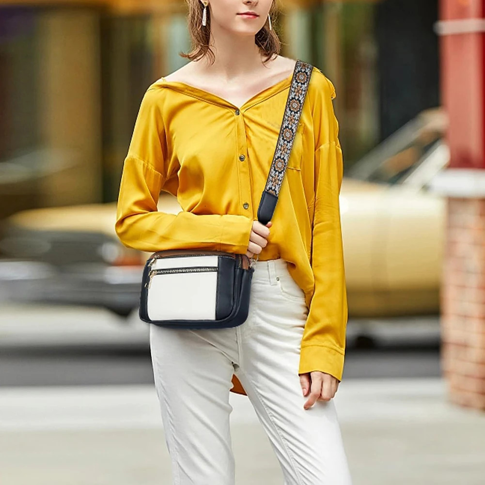 Retro Stylish Womens Cross-Body Bag With Striped Strap Multi Pockets Hand-Made Shoulder Bag For Outdoor Shopping Working Daily 250303