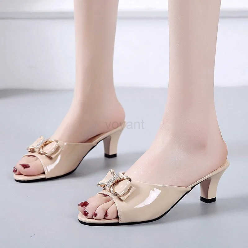 Summer Fem Sandals Wen Slippers Sexy Open Toe Fish Mout Ladies Rhine Bowknot Slides Shoes Plus Size 42 Z250304