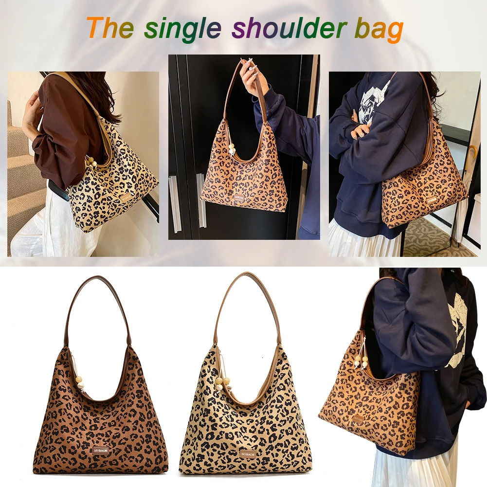 Ship from US Tote Bag for Women Leopard Print Shoulder PU Leather Large Capacity Underarm Hobo Commute Travel 250304FBB