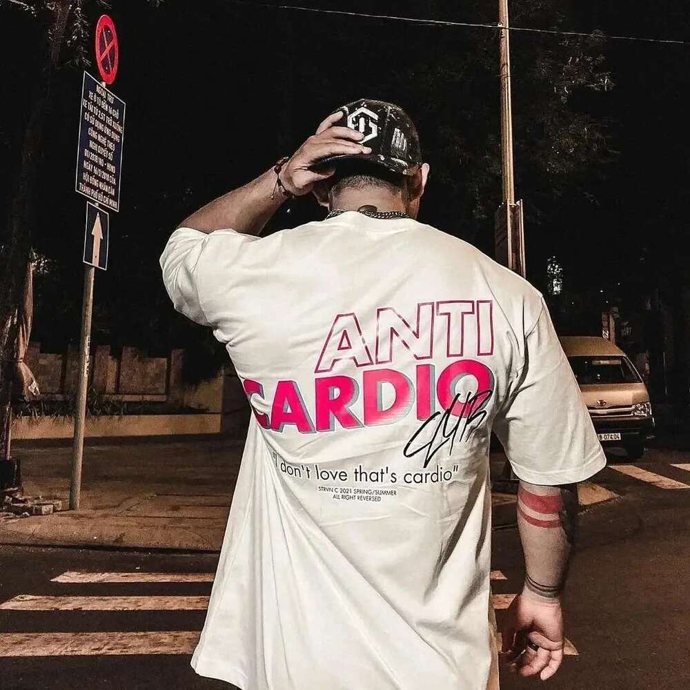 ANTI CARDIO Casual Oversized Short Sleeves Cotton T-shirt Gym Male Fitness Training Casual T-shirts High New Fashion Clothing