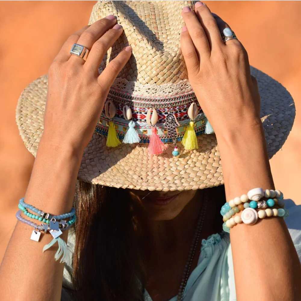 Boho Sun Hat Flower Str Summer Hat Sunblock Hat SunScreen Style Vacation Outdoor Sun Hat Str Beach Wide Brown HatXJ250304