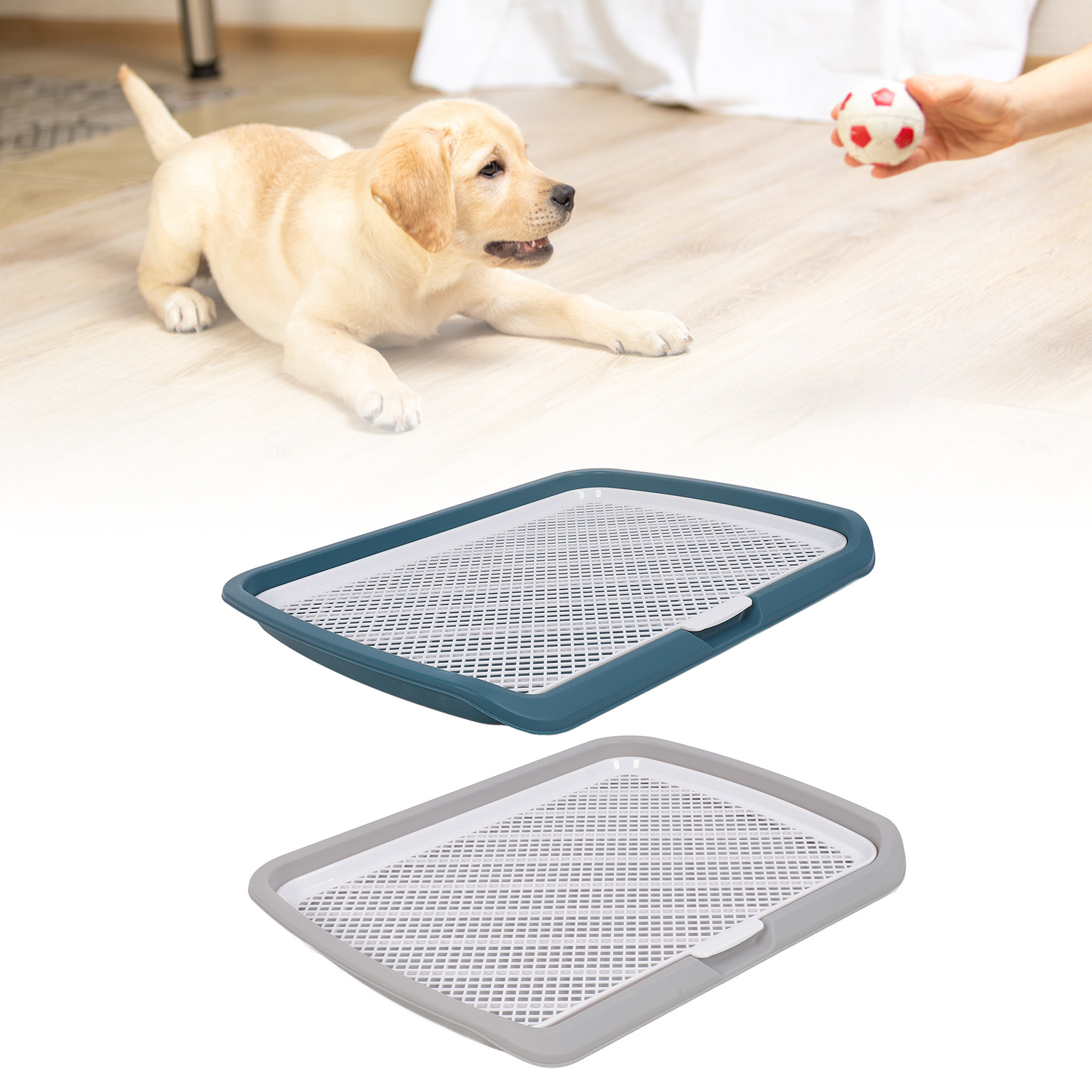 Dog Potty Tray Puppy Potty Training Tray Detachable Washable Mesh Dog Pee Pad Holder Tray for Small Breed Dog Puppy Toilet Tray