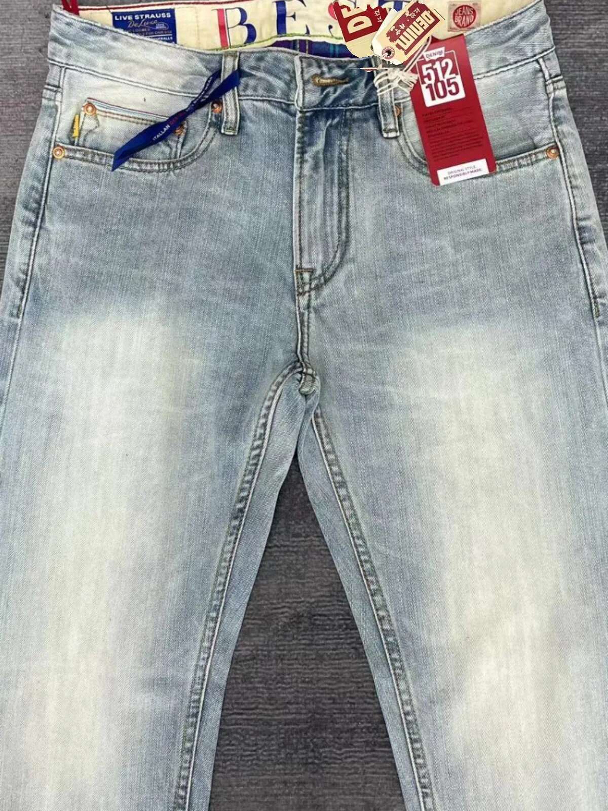 Spring Summer Light Blue 12Oz High Quality Seedge Jeans For Men 100% Cotton Vintage Heavy Washed Straight Pants Y2k Youth 501