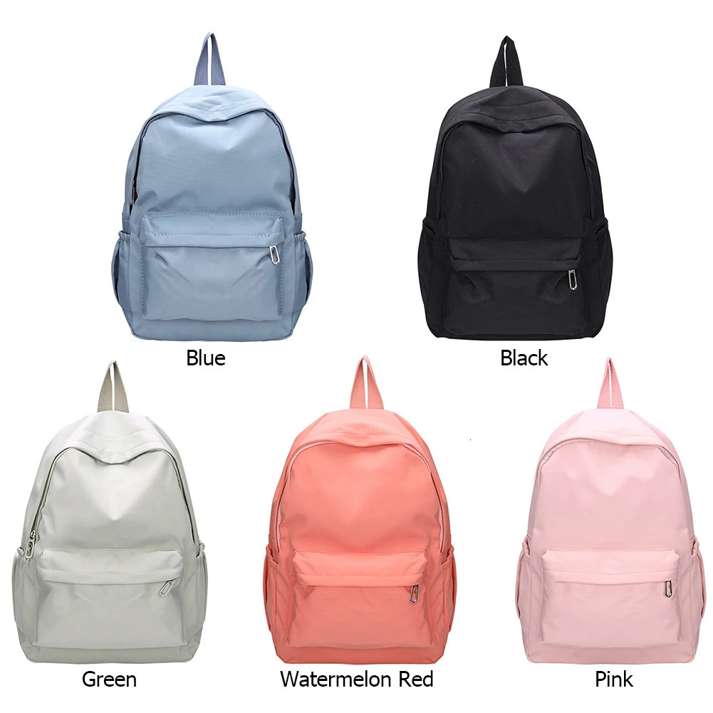 Ship from US Daily Large Capacity Travel School Backpack Womens Solid Color Shoulders Knapsacks Nylon Zipper Shopping Rucksacks 250304FBB