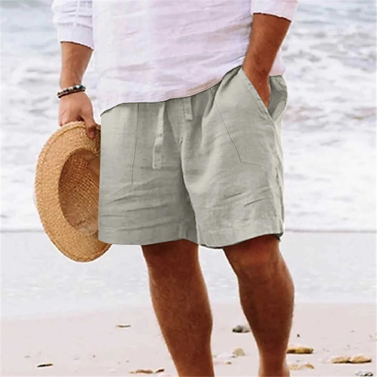 Shorts For Men Casual Summer Capri Pants Men Spring And Summer Pant Casual All Solid Color Painting Loose Plus Size Ropa HombreT250304