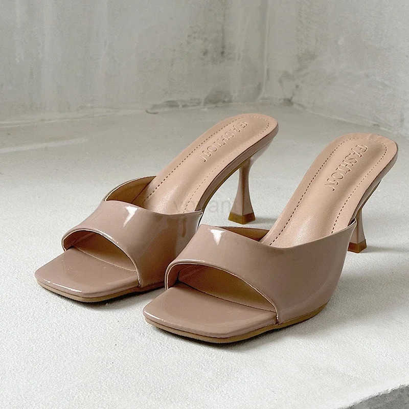 2023 New Summer Wen Sandals Square Toe Ladies Heel Mes Sexy High H Sandal Slippers Fem Fi Wan Shoes Z250304