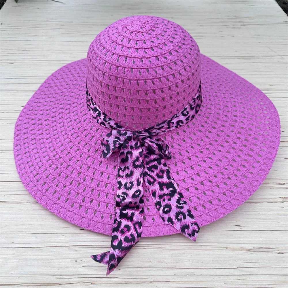 Foldable Wide Brim C Women Beach Hat Sunshade Anti-UV Sun Hat Sun Protection Dome Big Eave Woven Hat OutdoorXJ250304