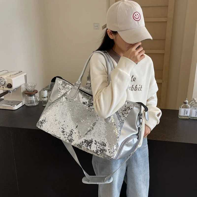 Large Capacity Sequin Fashion Travel Bag Multi-Zone Personalized PU Solid Handbag 2024 Hot Sale Bags for Women Bags Y250304